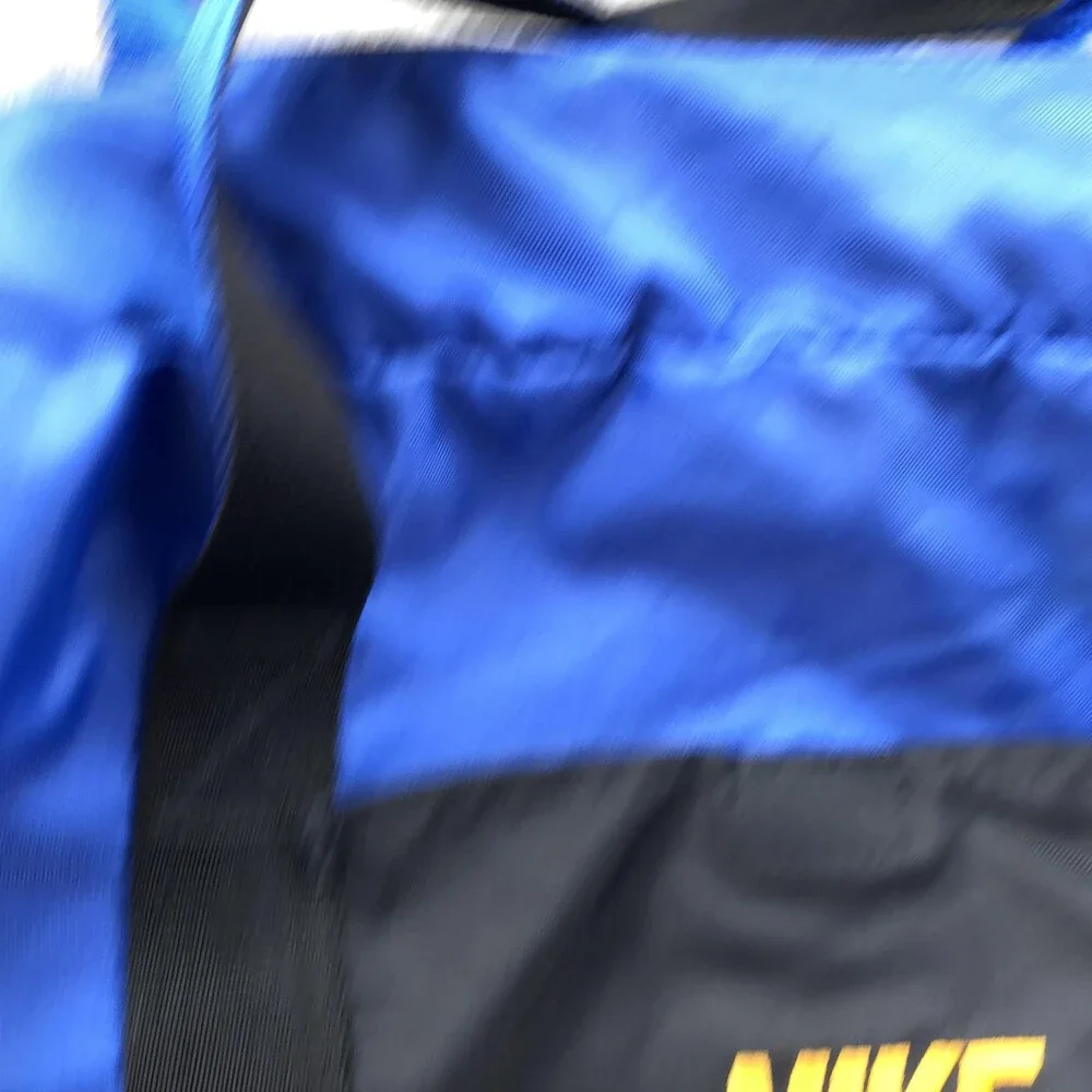 Vintage Nike Blue Duffel Bag Nylon Gym Travel Sports Carry On Bag Black Yellow